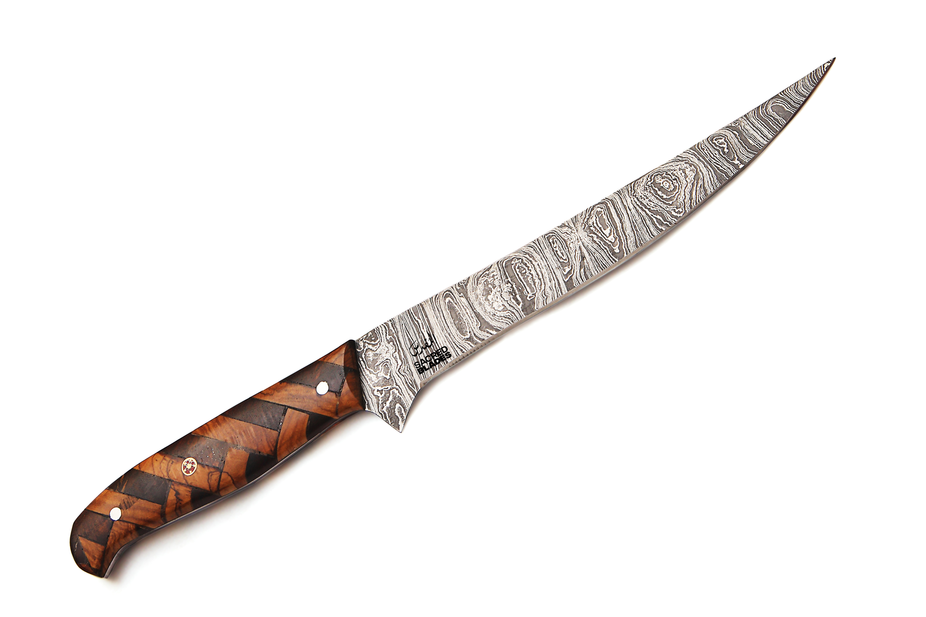 ROSE & OLIVE: Fishing Fillet Knife Damascus Steel with Leather Sheath –  SacredBlade